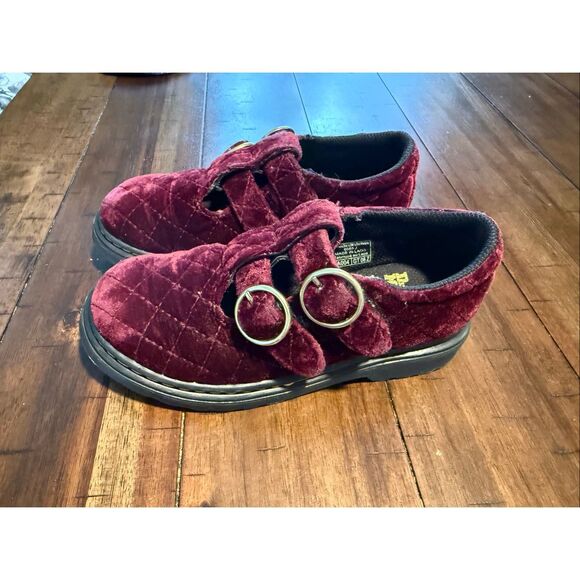 DR MARTENS JUNIOR 8065 QUILTED VELVET MARY JANE SHOES - Picture 3 of 14